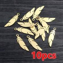10pcs 25x6mm Feather Charms Pendant DIY Jewelry Making Findings For Earrings Necklace Bracelet Accessories - 25x6mm - View 5