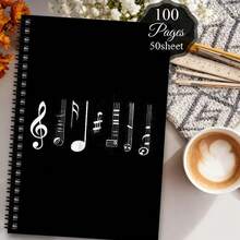 1pc Fun Music Spiral Notebook Travel Journal, Musical Note Design Office Planner, Personal Organizer, Perfect Gift For Friends, Colleagues, Composers, Songwriters And Music Lovers, Suitable For Writing, Journaling And Learning, Travel Style - H - View 4