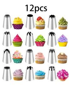 6pcs/9pcs/12pcs Stainless Steel Piping Tips Set, Large Piping Tips, Extra Large Cake Piping Tips, Stainless Steel Icing Tips, Piping Tips, Decorating Tips, Home And Baking Cake Decorating Tools, Baking And Pastry Supplies, Cake Decorating Icing Piping Tips, Decorating Tools, Icing And Piping Tips, Perfect For Cookies, Cakes, Donuts, Decorations, Suitable For All Baking Occasions, Perfect For Birthdays, Weddings, Anniversaries And Daily Desserts - View 10