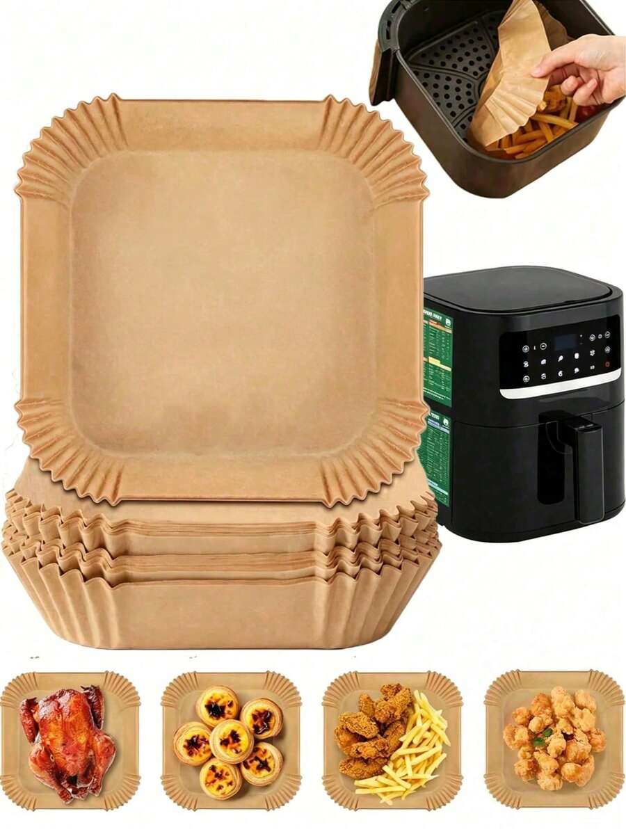 Air Fryer Liner Papier, hitzebeständig bis 450°F, antihaftbeschichtet und auslaufsicher, geeignet für 5-8QT Air Fryer/Öfen, Familien-Großpackung, Papier Air Fryer Liner, Papierkörbe, Backbleche, Ofenzubehör, Backwerkzeuge, Küchenhelfer, Küchenzubehör - Verschiedenfarbig - Übersicht 1