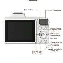 5K Ultra HD 數位相機 64MP 16倍數位變焦 AF 自動對焦 防手震 Type-C 充電 便攜式隨手拍相機 適合 Vlog、攝影、旅行、兒童與初學者(不含記憶卡)內建電池:1200mAh - 查看 10