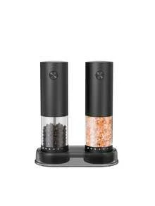 CLITON Premium Electric Salt Pepper Grinder Kitchen Cooking Tool, Perfect Holiday Gift, Aluminum & Stainless Steel Two Materials, 3 Sets Single/Double/Storage Base, External Adjustable Grind Size, Type-C Rechargeable, LED Light Lights Up When Grinding - Multicolor - View 12