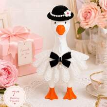 7 Inch Desktop Goose Dress-Up Set - Cute Spring/Summer Mini Desktop/Car Goose Outfit With Dress, Hat, Necklace - Mini Porch Goose Clothes Accessories For Home Office Decor (Goose Statue Not Included) - A - View 1