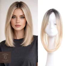 Middle Part Straight Hair Topper With Side Bangs, Synthetic Fiber Wig Piece, Effectively Covers Thinning Crown And Adds Volume - Multicolor - View 15