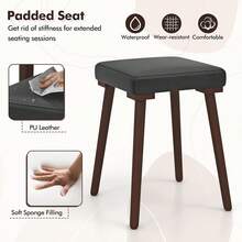 5-Piece Dining Table Set For 4 - Dining Table With 4 Upholstered Stools, Rubber Wood Legs, Space-Saving Dinette Table Set, Breakfast Nook Table Set For Living Room, Kitchen Table Chairs Set - Brown - View 4
