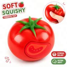 1pc Plastic Fluid Tomato Stress Relief Toy, Realistic Simulated Fruit Soft Body Toy, Soft Squeeze Anxiety Relief Vent Toy - one-size - View 2