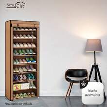 HOMEASY - Minimalist Shoe Rack Closet Multifunctional Assembled Organizer/Shoe Storage (Gray, 9 Tiers) This Assembleable Shoe Rack Is Gray In Color - Cafe - View 2