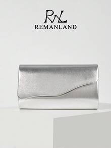 REMANLAND 奢華極簡 PU 女款晚宴包，時尚優雅派對手拿包，可拆卸金屬鏈條肩背斜背包，適合派對女孩、新娘、大學生、商務女性，搭配婚紗、晚禮服、貼身洋裝，完美適用於舞會、宴會、聚會、節日派對、婚禮 - 銀色 - 查看 9