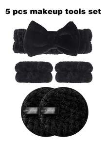 6/5/29Pcs Cool Black Luxury Makeup Set, 20 Ultra-Soft Makeup Brushes, Full-Spec Sponges & Powder Puffs, Facial Cleansing Sponge, All-In-One Complete Beauty Kit For Makeup Beginners - Black - View 9