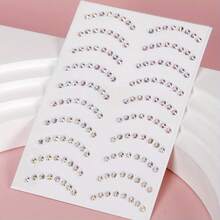 1pc 3D Realistic Crescent Moon Rhinestone Eye & Face Decor Stickers, DIY Music Festival Y2K Makeup Party Eye & Face Rhinestone Stickers, 1 Sheet - 彩色 - 查看 5