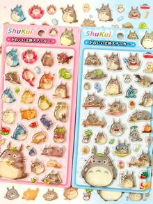 高品質3D美觀可愛動物貼紙，趣味閃亮裝飾，立體有趣日系動物貼紙，耐用材質附背膠，防水不黏手，裝飾貼紙，層次清晰，氛圍鮮明，混色設計 - 彩色 - 查看 5
