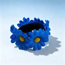 1pc Women's Fashion Bohemian Style Blue, Yellow, Pink Daisy & Sunflower Flower Hair Scrunchie, Suitable For Daily, Party, Decoration, Hair Accessories - Multicolor - View 17