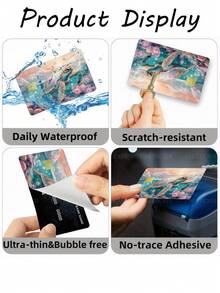 1pc Colorful Sea Turtle Credit Card Cover Sticker Protective Card Sleeve, Colorful Ocean PVC Material Anti-Fingerprint Durable Scratch-Resistant Wear-Resistant Skin, Party Birthday Gift, Suitable For Men And Women, Small Chip Cards, Bank Cards, Credit Cards, Transportation Cards, Key Cards, Student Campus Cards Personalized DIY, Privacy Protection - Multicolor - View 3