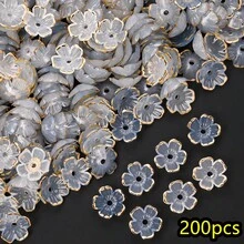 200顆透明花朵巴洛克珠飾搭配復古金邊隔珠，適用珠寶DIY手鍊、手機鍊、手工配件製作 - 金邊小花朵 - 查看 18