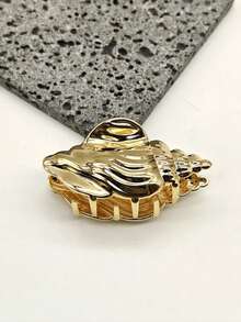 1pc Large Metal Shell Shaped Hair Clip For Girl, Strong Grip Suitable For Thick Hair, Fashion Hair Accessory For Summer Beach - Multicolor - View 5