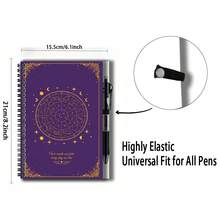 1 Set Mysterious Astrology Style 2D Cover Spiral Coil Notebook Set With Pen, 100 Pages Premium Inner Pages, Smooth Writing, Exquisite Cover With Constellation Elements And Inspirational Text, Suitable For Back To School, Daily Work Records, Journaling, Planning, Graduation Gift, Birthday Gift - F - View 3