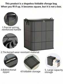 Black Thickened Durable Large Capacity Portable Storage Bag, Closet Organizer Bag, Clothing And Bedding Storage Bag - View 9