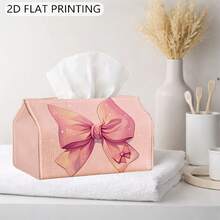 1 peça Capa para Caixa de Lenços Pastel com Laço, com Fita e Corpo de Caixa de Estética Suave - Caixa de Arrumação Decorativa para Penteadeira, Quarto, Mesa de Maquilhagem, Escritório, Decoração de Salão - Organizador de Lenços, Opção de Presente para Decoração da Casa - Multicolorido - Ver 3