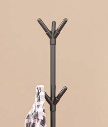 Perchero Árbol de Pie Negro con 3 Ganchos, Estilo Minimalista, Estable y Compacto para Dormitorio, Sala, Baño o Recibidor surtidora silor - Negro - Ver 3