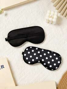 2pcs/1pc Polka Dot Pattern Silk-Like Elastic Blackout Sleep Mask, Light-Blocking Design, Suitable For Fast Sleep, Travel, Office, Yoga And Outdoor Leisure, Unisex - A - View 6