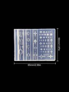 Star Moon & Star Nail Art Silicone Mold, Includes Crescent Moon, Sun Star, Four-Pointed Star, Multi-Size Stars, Dark Hot Girl Style Nail DIY Carving Silicone Mold, Zero Damage Demolding, Delicate 3D Texture, Personal/Nail Salon DIY Nail Tool, Professional Nail Tool - Multicolor - View 6