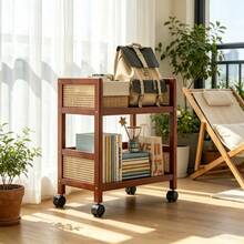 1 pieza Carrito de aperitivos para sala de estar, estantería de almacenamiento, unidades de estantería de pie, organización y almacenamiento, unidad de estantería, estantería de almacenamiento con ruedas para dormitorio y estudio, estantería organizadora multifuncional móvil de pie para cocina, estantería de exhibición para baño con ruedas direccionales, adecuada para Navidad, Pascua y otras festividades - Ver 5