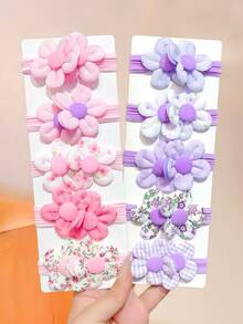 15/10/5/Pcs/Set 3D Petal High Elasticity Hair Tie Combination, Girly Hair Rubber Bands, High Elasticity, Flower And Bow Combination, Cute And Sweet Hair Accessories - Suitable For Girls And Teenagers, Suitable For Daily, School, Party, Vacation, Graduation Season, Etc., Adding Kawaii Style To Hairstyle - Multicolor - View 2