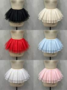 1 pieza Falda cubierta de tul de cristal para mujer, chal multifuncional, negro blanco rojo azul lago rosa champán, doble capa de tul de cristal, cubierta de cadera, envoltura de cintura de malla, Lolita, ligeramente abullonada, falda corta de enagua, falda de cosplay, falda decorativa, tutú, falda de cuello falso, falda de enagua, falda de princesa, enagua corta sin aros - Multicolor - Ver 1