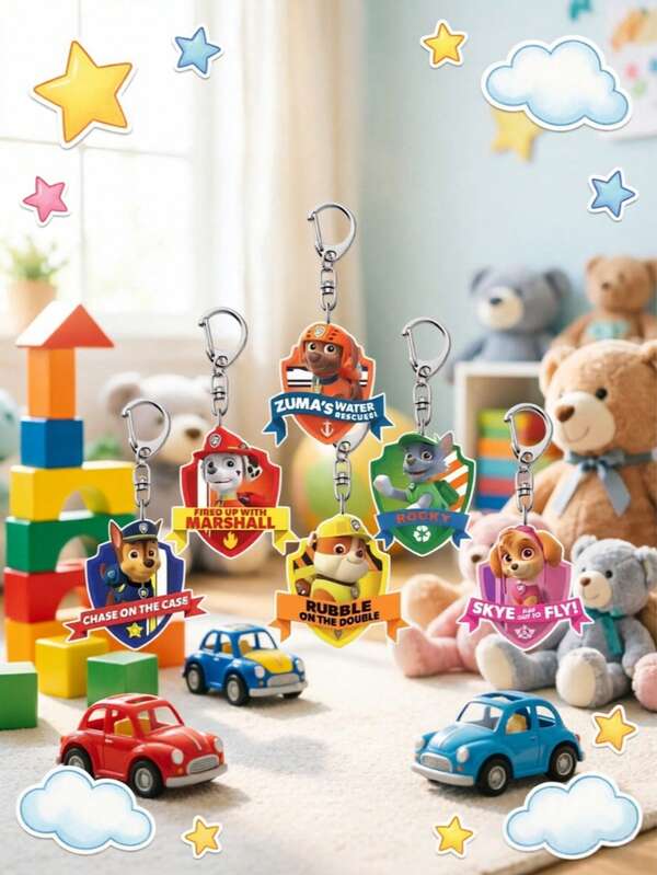  1/6pcs Paw Patrol Acrylic Keychains, Cute Puppy Backpack Charms. Perfect Party Favors, Holiday & Birthday Gifts For Best Friends. Ideal Room & Home Decor, Christmas & Valentine's Day Decorations. Adorable Souvenirs For Women & Kids.