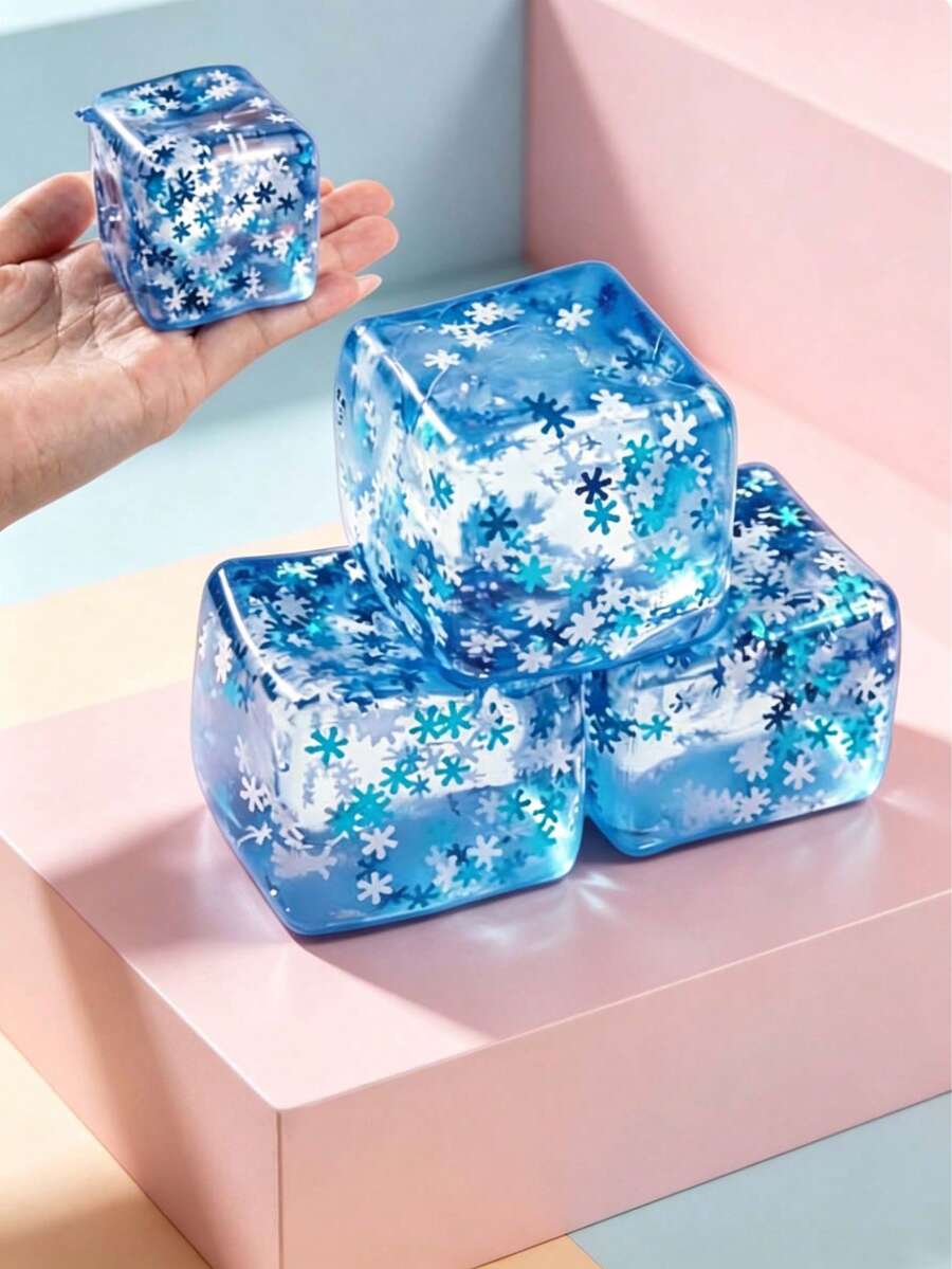 1pc Creative Snowflake Ice Cube Squishy Toy, Squeezable, Deformable, Rebound, Silent Anxiety Relief, Portable Sensory Vibration Stress Relief Toy, Relieve Stress And Improve Daily Mood, Ideal Holiday Gift