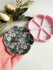 Daisy Flower Jewelry Tray Clay Mold, Polymer Clay Mold For Jewelry Storage Dish, DIY Rustic Home Decor Handmade Material - Pink - View 5