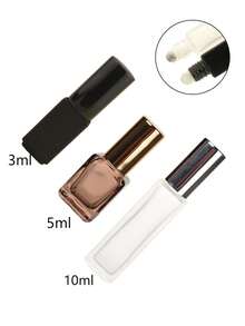3 Peças/Conjunto Frasco Quadrado Fosco 3ml|5ml|10ml|15ml|20ml Âmbar/Preto Recarregável Perfume Óleo Essencial Loção Dispensador de Bola Rolante de Aço Inoxidável Frasco Portátil Simples Fragrância Óleo Medicinal Rolante de Massagem Frasco Vazio Vidro Transparente Espesso Proteção contra Luz Tampa de Alumínio - Multicolorido - Visão 50