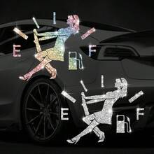 1 pieza Pegatina de coche, Pegatina de consumo de combustible, Pegatina brillante para la tapa del tanque de combustible, Pegatina decorativa para la tapa del tanque de combustible del Body del coche, Pegatina reflectante de dibujos animados personalizada para coche - Unitalla - Ver 7