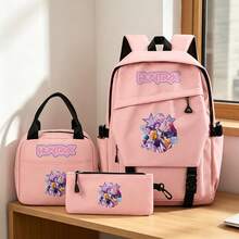 Miniso Disco-Themed Huntrax 3 PiecesBackpack Set With Lunch Bag & Pencil Case, Durable Lightweight School Bag - Pink - View 3