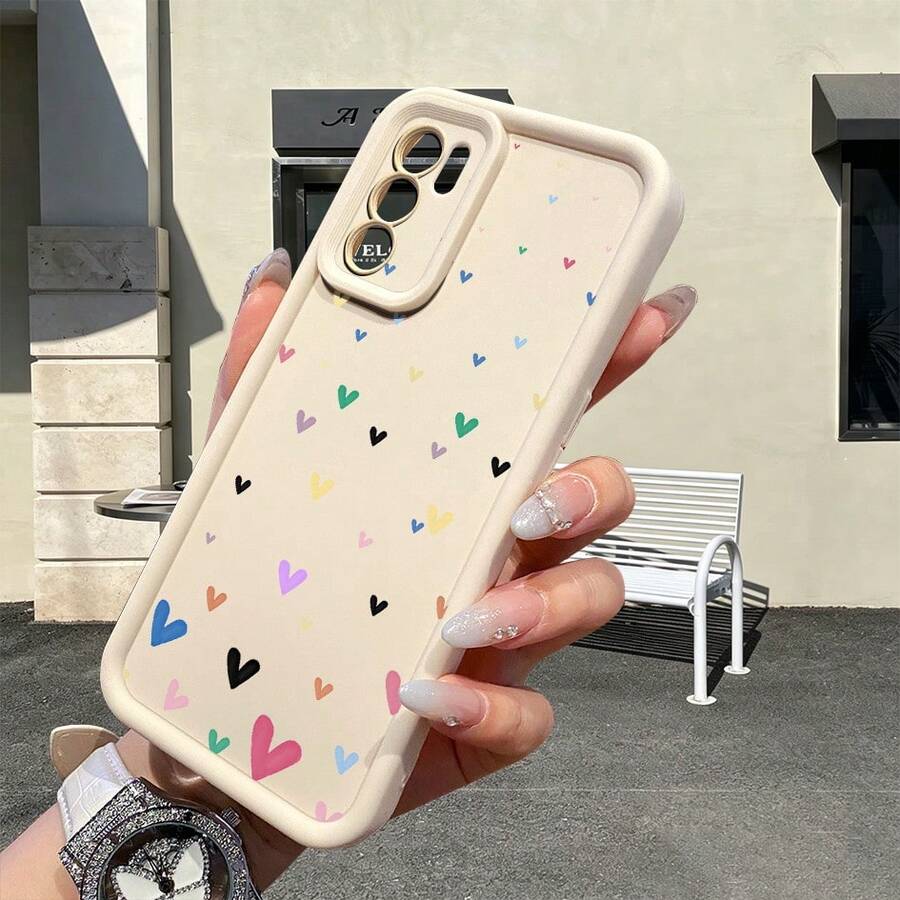 1個時尚純Android TPU材質多重迷你愛心圖案鏡頭保護加厚防摔防指紋米色鑽石沙手機殼，適用於/HONOR/ - 米色 - 查看 1