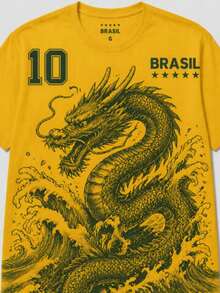 Brazil Custom T-Shirt 100% Cotton Viral Prints - New Release Perfect For Watching The Games - Streetwear T-Shirt - 黃龍 - 查看 1