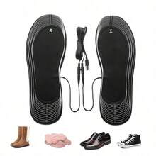 1 Pair Trimmable Heated Insoles, Washable, Compatible With Power Bank, Suitable For Indoor And Outdoor Use, Winter Warmth Essential - Black - View 12