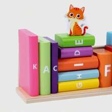 1 Set Children's Educational Wooden Cat Letter Stacking Blocks, Colorful Cartoon Letter Shapes, Concentration Training Early Education Enlightenment Toy, Parent-Child Interactive Stacking Block Toy Set - Multicolor - View 6
