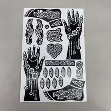 8pcs Reusable Henna Tattoo Stencils, Suitable For Hand And Body Painting, Floral Pattern, Temporary Tattoo Stencils, Sleeve Tattoo, Wedding Bridal Makeup - Multicolor - View 9