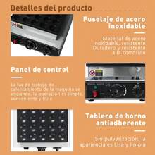 Maquina De Panqueques 25 Hoyos Antiadherente Con Control De Temperatura Calentamiento Rapido Para Hogar Y Negocios - Negro - Ver 9