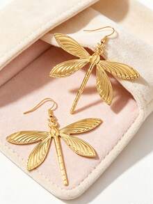 1 Pair Sweet Elegant Metal Dragonfly Earrings For Women, Holiday Birthday Date Party Vacation Shopping Daily Commute Accessory - Dragonfly - View 7