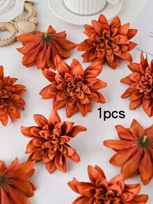 5/15/25pcs Artificial Flowers, Dahlia, Chrysanthemum, Wedding Decoration, Faux Plants, Room Decor, Autumn Decoration, Garden Autumn Decor, Centerpiece, DIY Candy Box, Party Favors, Ornaments, Bridal Wrist Corsage, Bouquet Box, Home Decor Accessories, Valentine's Day, Mother's Day Gift, Flower Box Materials, New Year Decoration - Burnt Orange - View 10