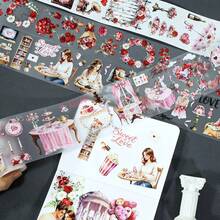 4Pcs/Set Autumn Theme Vintage Lady PET Tape Fall Leaves Pre-Cut Flower Matte Waterproof Decorations Transparent Masking Tape For Stickers Scrapbooking Journal Diary Decoration - 4 Pieces/set - View 11