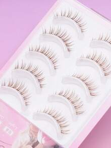 Brown Natural Thin Eyelash Clusters, Soft Lightweight Segmented DIY False Eyelashes, Reusable Natural Look Daily Makeup Eyelash Clusters - 棕色 - 查看 2
