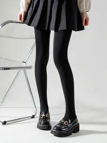 2 Pairs Women's Black Warm Lined Stirrup Tights, Elastic Slim Fit Fleece Lined Pantyhose, Soft Comfortable Tight Socks, Suitable For Spring/Autumn And Daily Wear - Black - View 4