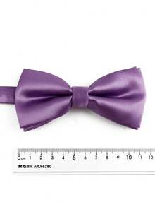 ZLQ&GOU 3 PCS Purple Satin Men's Tie Set, Includes Tie, Bow Tie, Pocket Square, Suitable For Wedding, Party, Formal Occasion, Gift - Purple - View 2