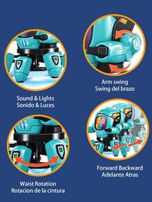 Mainan Robot Menari Elektrik 6 Cakar, Cocok untuk Anak Usia 3 Tahun ke Atas, Robot Interaktif Berputar 360° dengan Lampu LED Warna-warni Berkedip dan Efek Suara Musik Terintegrasi, Mainan Edukasi Elektronik, Mainan Anak-anak, Mainan Anak Laki-laki, Mainan Anak Perempuan - MultiWarna - View 5