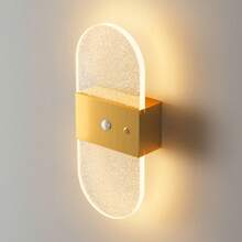 Luz de Parede Moderna com Sensor de Movimento de Cristal, Candeeiro de Parede LED Inteligente com Sensor Acrílico, Luz de Parede LED Sem Fios, Luz Noturna Alimentada por Bateria, Temperatura de Cor e Brilho Ajustáveis, Adequado para Corredor, Casa de Banho, Quarto, Decoração de Casa, Sala de Estar - Multicolorido - Ver 3