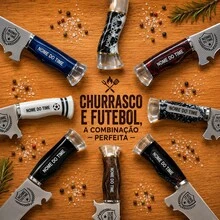 Kit para Churrasco Artesanal Personalizado do Seu Time | Aço Inox 420C com Cabo em Madeira e Resina + Bainha de Couro - Azul e Preto - Visão 7