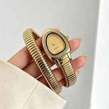 1 chiếc đồng hồ vòng tay rắn thời trang cho nữ, đồng hồ thạch anh phù hợp đeo hàng ngày, quà tặng sinh nhật - Nhiều kiểu dáng - Xem 7